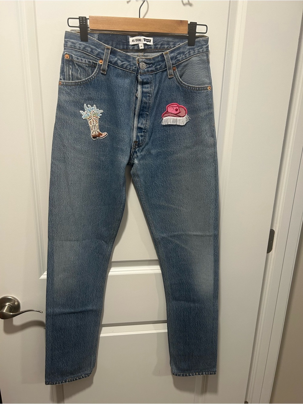 Levi’s x Re/Done Western Patched Straight Skinny Jeans - Size 25 - NWT